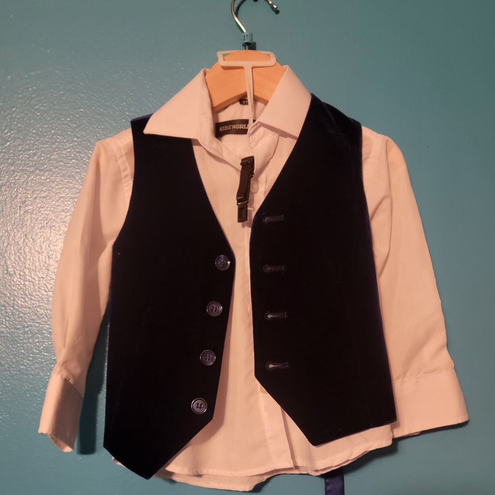 Kids Navy Vest and White Shirt Set